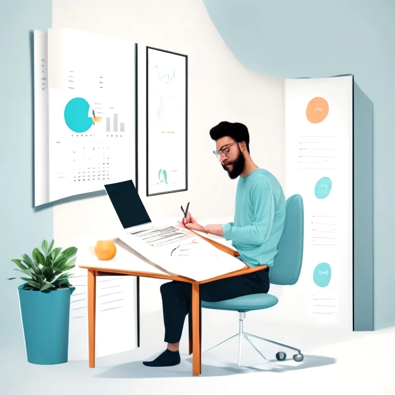 Visualisierung eines effektiven Selbstverbesserungs-Tools mit Diagrammen und Fortschrittsanzeigen